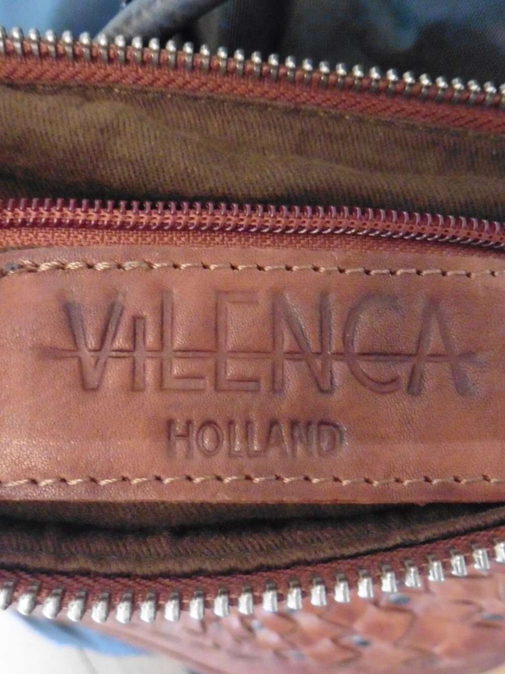 Woven Sunburst Leather Crossbody Bag - Brown - Picture 6 of 7